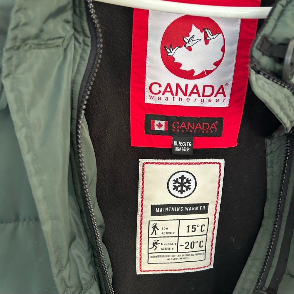 Women's Canada Weather Gear Green Puffer Jacket with Faux Fur Hood. Size XL - Picture 8 of 16